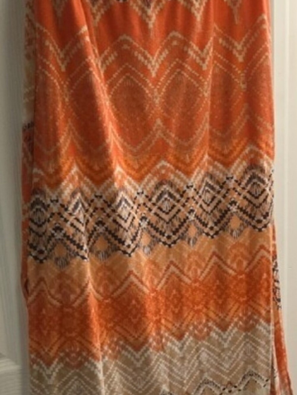 JOE B Orange and Navy Abstract Print Top